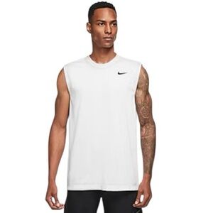 Nike Dri Fit Men’s Large White Athletic Sleeveless Tank Shirt Crew Neck